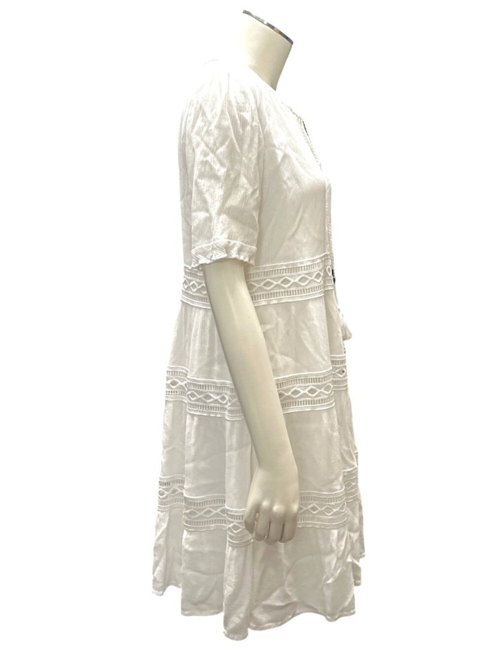 Kate Sam S White Boho Dress Lace Layered Relaxed Fit Cottage Tiered Coastal Look - Picture 10 of 13